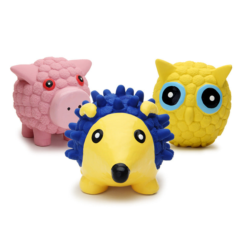 Yite Latex Voice Animal Toys | Hedgehog, Pig & Owl Dog Toy