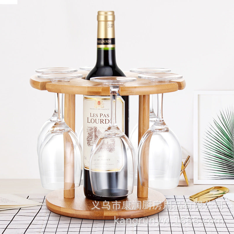 Bamboo & Wood Wine Rack – Upside-Down Glass Holder