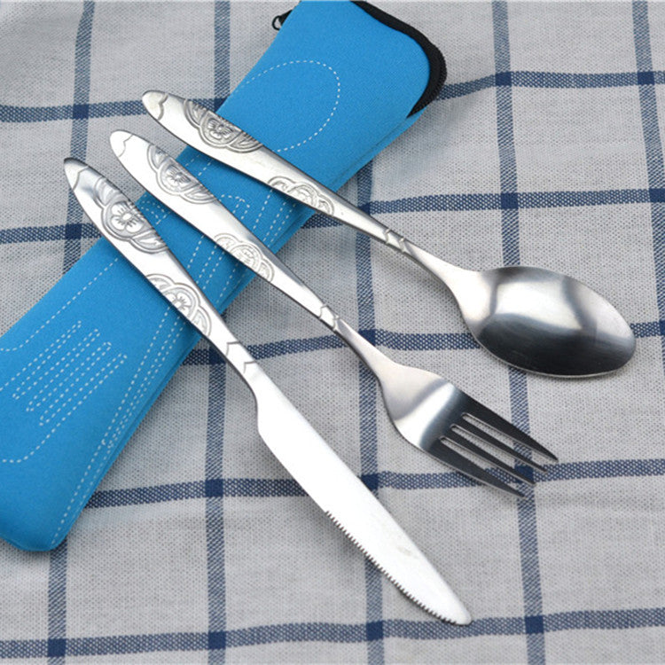 Stainless Steel Western Cutlery Set – 3 Pcs with Pouch