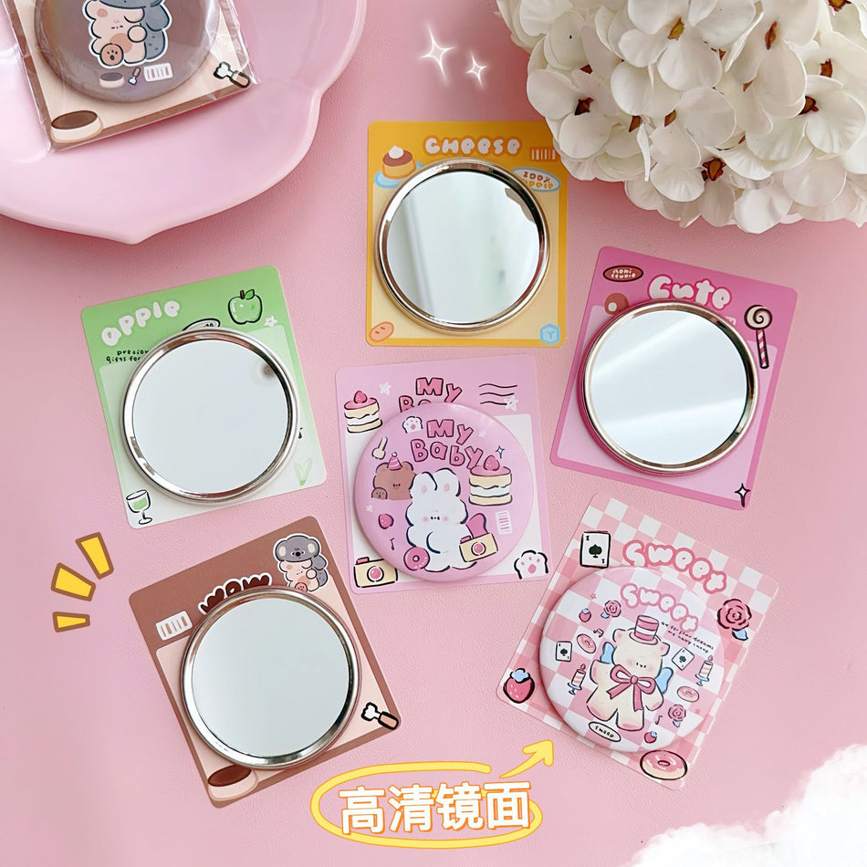 Cartoon Portable Small Round Mirror – Student Friendly