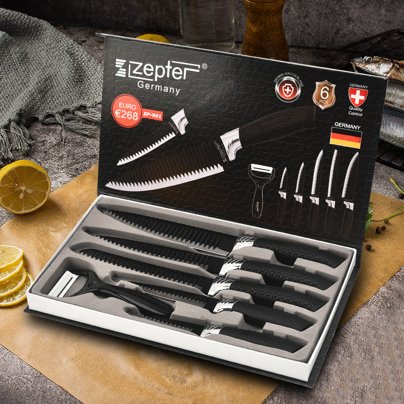 6-Piece Stainless Steel Kitchen Knife Set – Woven Handle