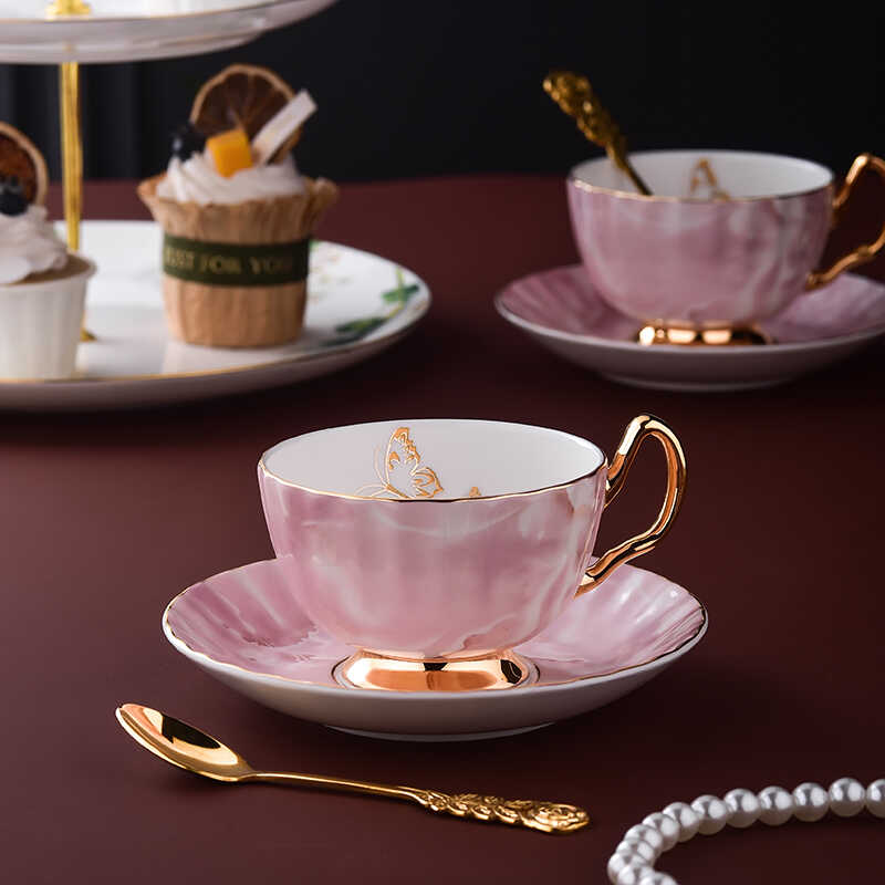 Bone China Coffee Cup Pair European Style Afternoon Tea Set