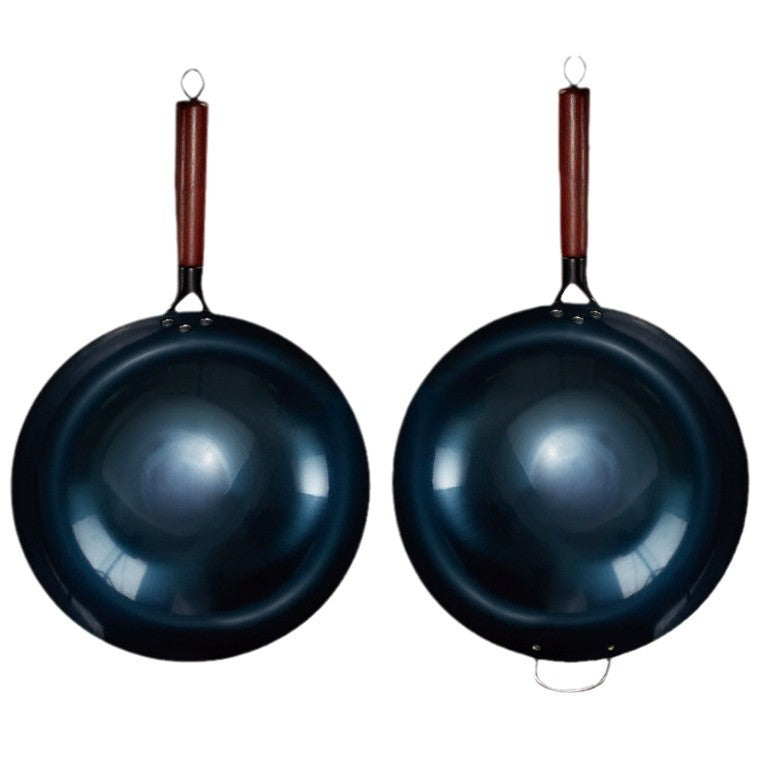 Traditional Round-Bottom Iron Frying Pan – Uncoated Non-Stick Pan for Induction & Gas