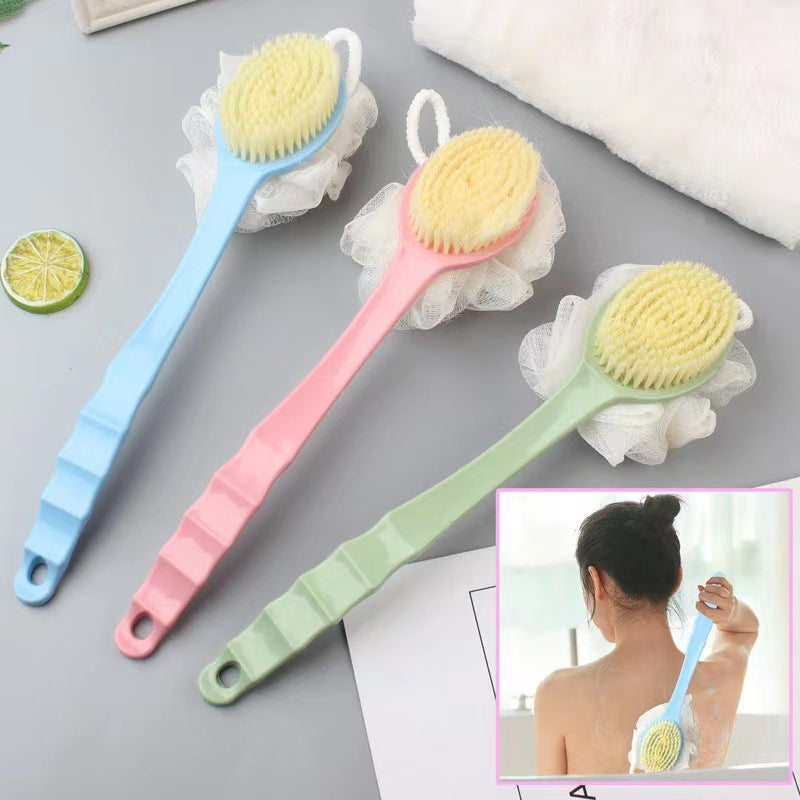 Double-Sided Soft Wool Bath Brush with Long Handle