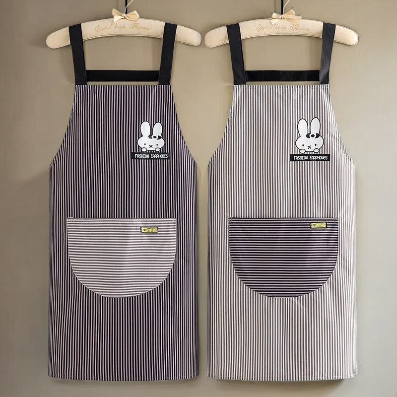 Waterproof Cartoon Striped Kitchen Apron – Customizable