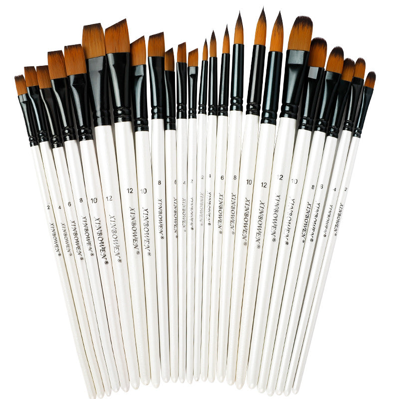 6-Piece Nail Brush Set – Flat, Oblique, Fan & Pointed Brushes for Art