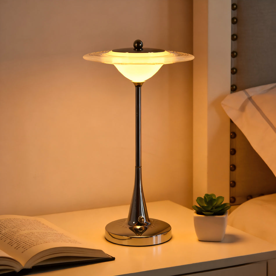 Cross-Mirror Flying Saucer Touch Decorative Rechargeable Lamp