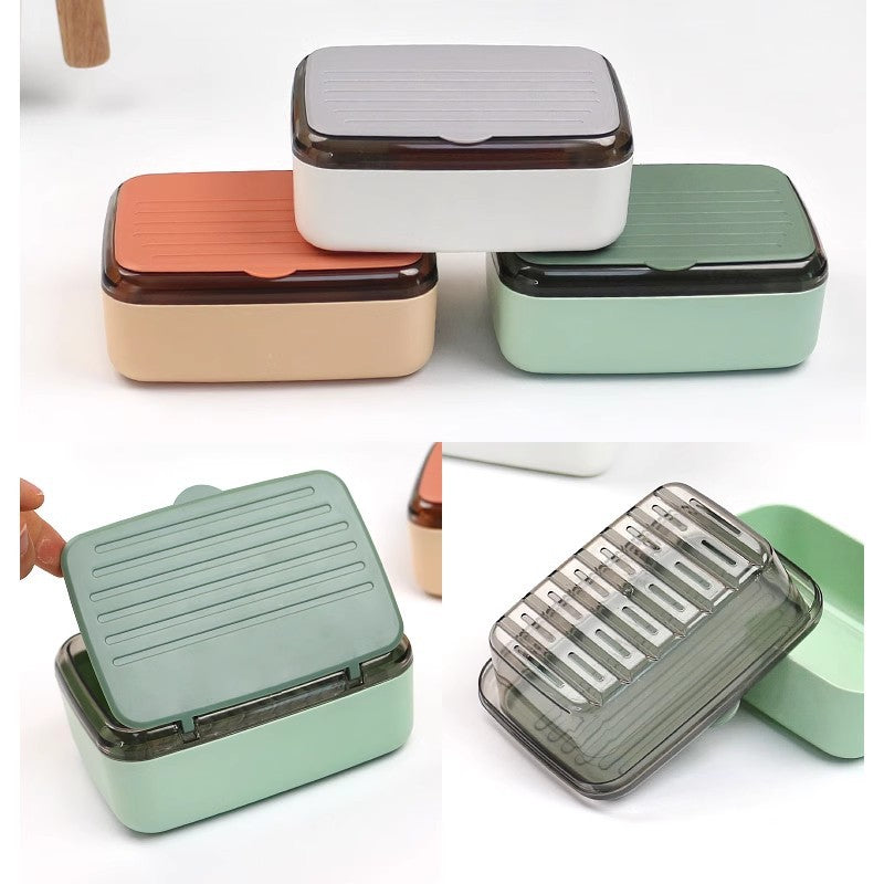 Portable Soap Box with Lid & Drain Design