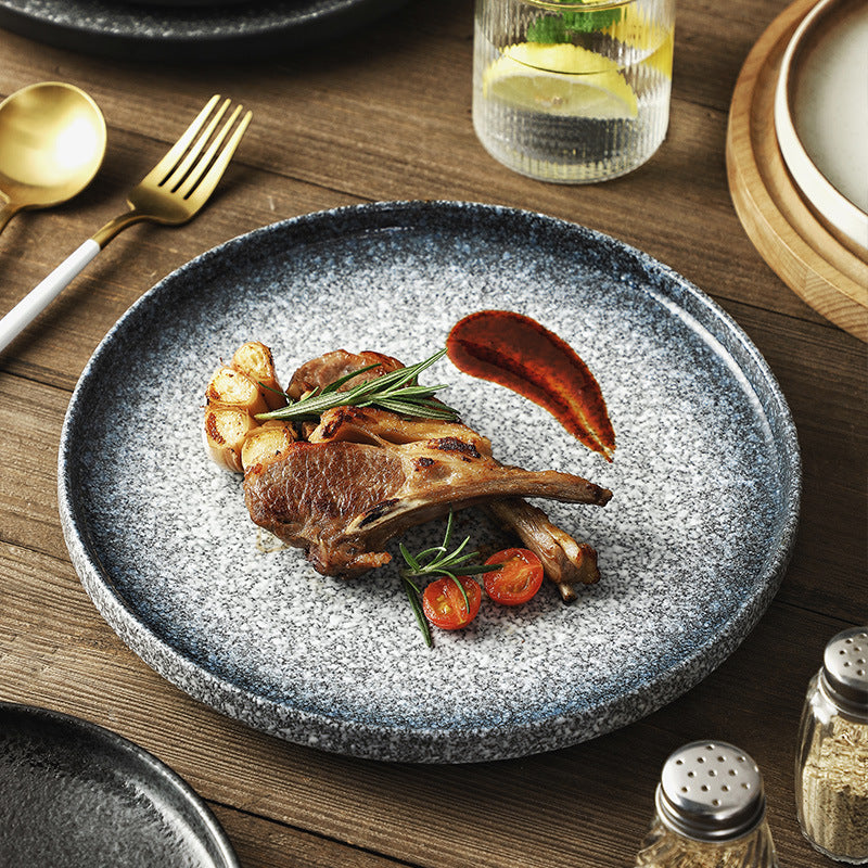 Straight Edge Steak Plate Japanese-Style Flat Breakfast Dish