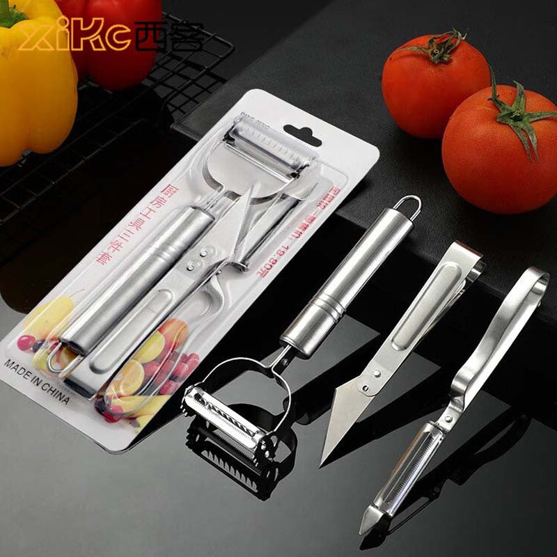 Three-Piece Stainless Steel Kitchen Peeler Set