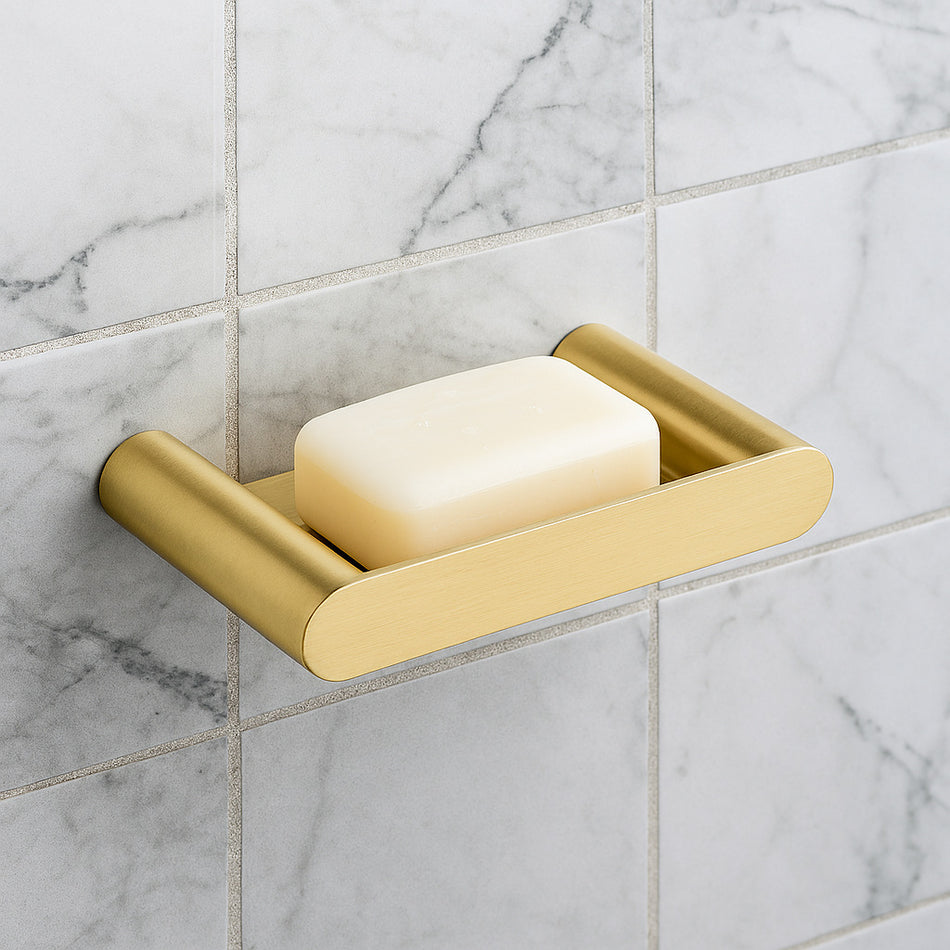 Brushed Gold Wall-Mounted Handmade Soap Holder Rack