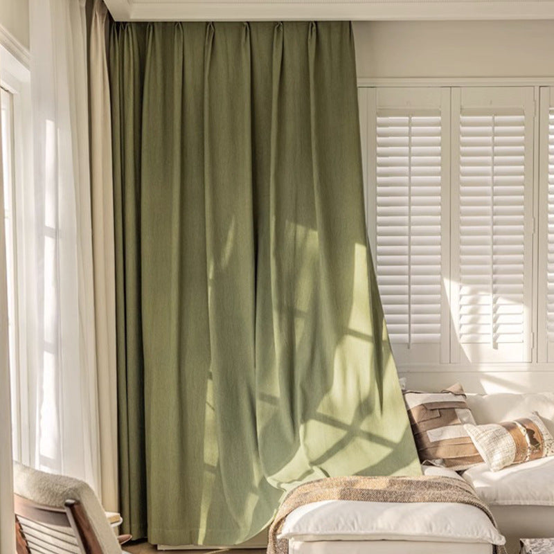 Vanilla Cream Cotton & Linen Stitching Curtain – Fresh Shading for Living Room & Bedroom