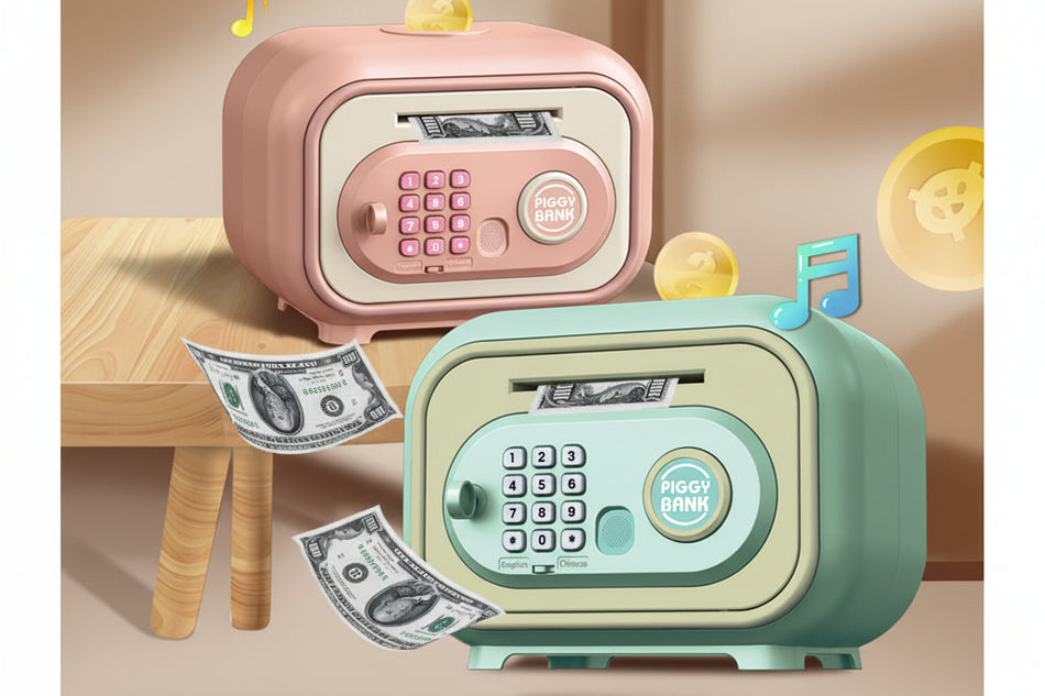 Cartoon Piggy Bank – Auto Coin Rolling & Fingerprint Unlock
