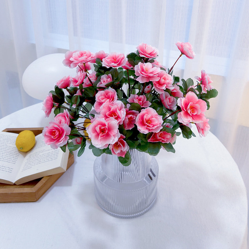 Simulated Red Azalea Bouquet – Artificial Silk Flowers