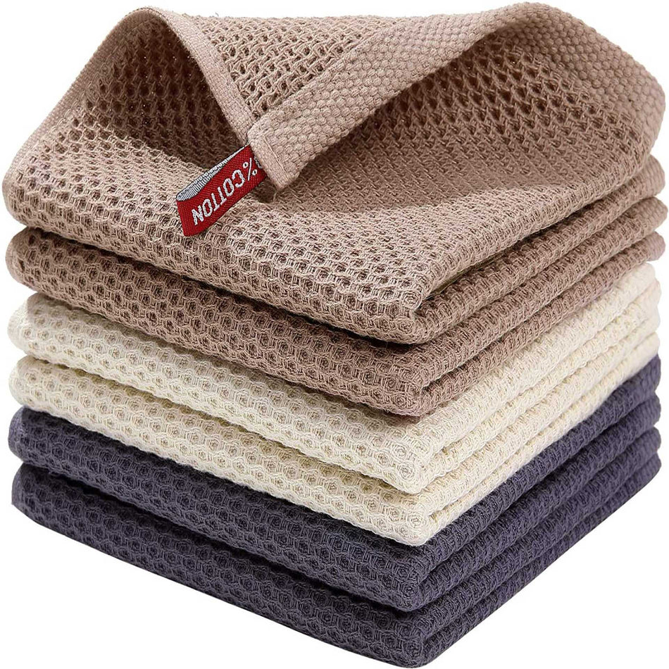 Pure Cotton Waffle Kitchen Towel Set with Hook