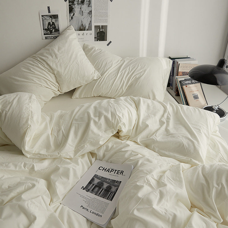Washed Cotton Four-Piece Solid Bedding Set