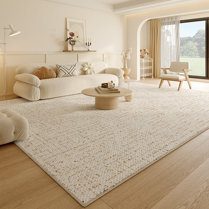 Cream Solid Waterproof Carpet - No-Wash Needed