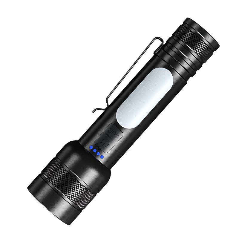 Cross-Border White Laser Rechargeable Flashlight – Zoomable Long-Range Torch with Digital Display & Multi-Function Lighting for Home & Outdoor Use