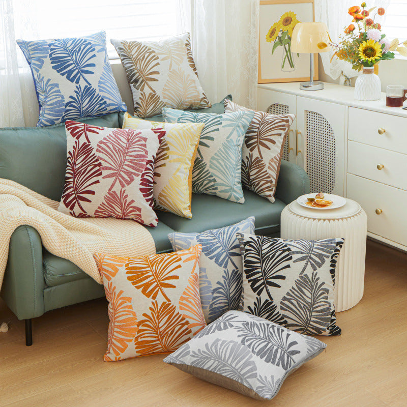 Brown Leaf Pattern Decorative Pillow Cushion