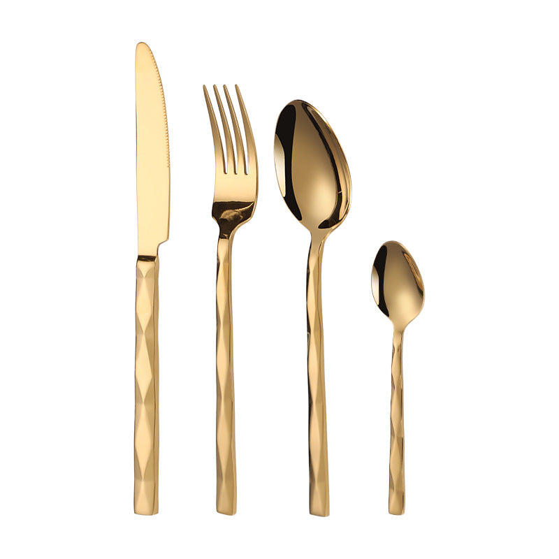 Rhombus Stainless Steel Knife, Fork & Spoon 24-Piece Set