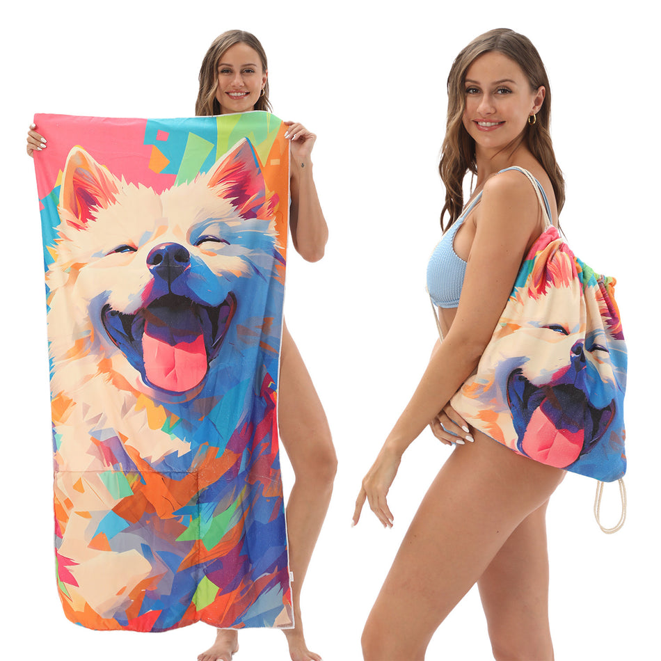 Two-in-One Foldable Printed Beach & Bath Towel Bag