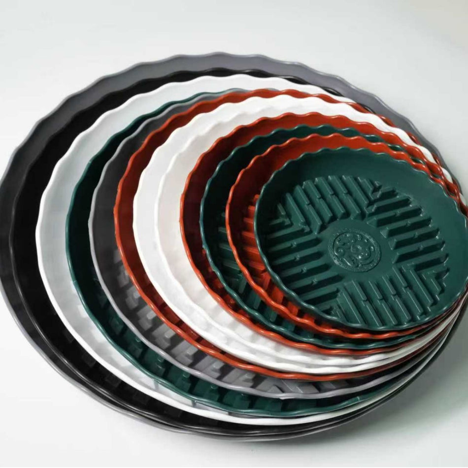 Round Plastic White Tray – Wholesale Green Plant Base (10 pc)