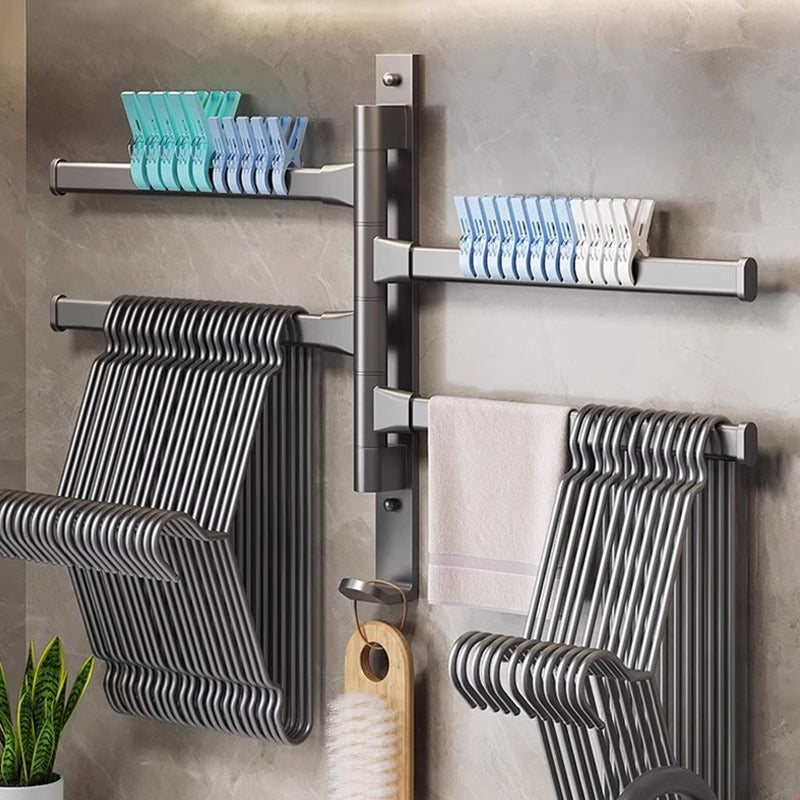 Factory Supply Folding Wall Hanger – Non-Perforated Balcony Towel Drying Rack with Hooks for Household Use in Nepal