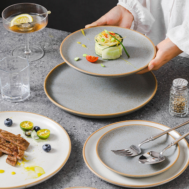 Ceramic Flat Plate for Steak & Western Food Dining Use