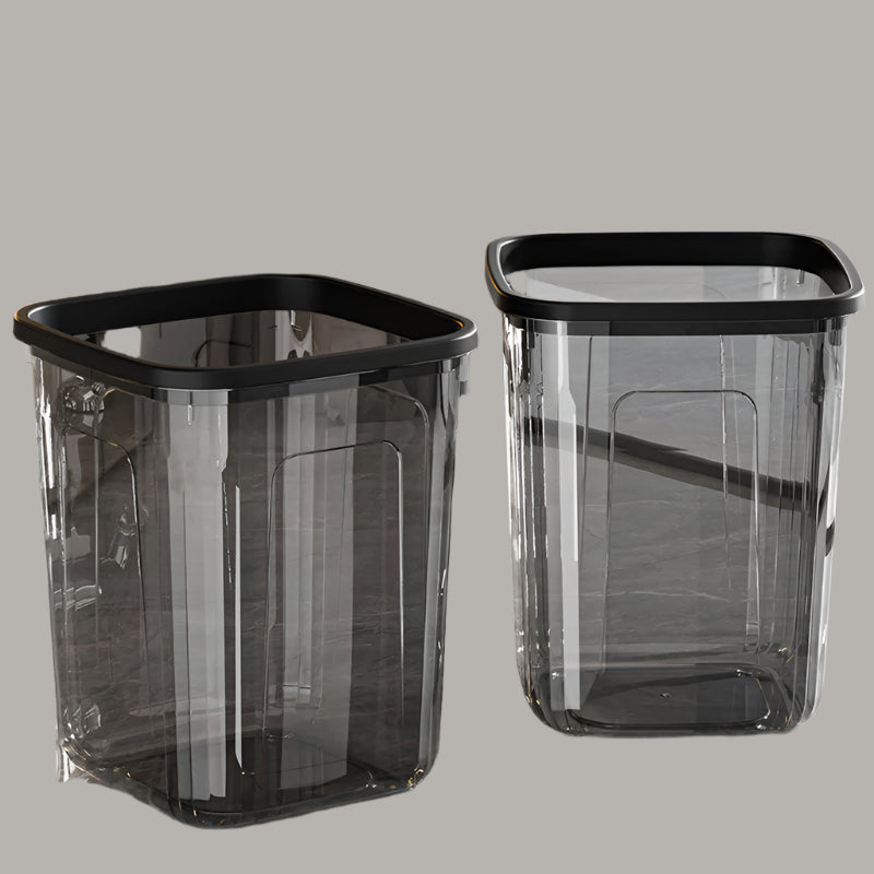 Transparent Trash Bin with Press Ring and Open Top