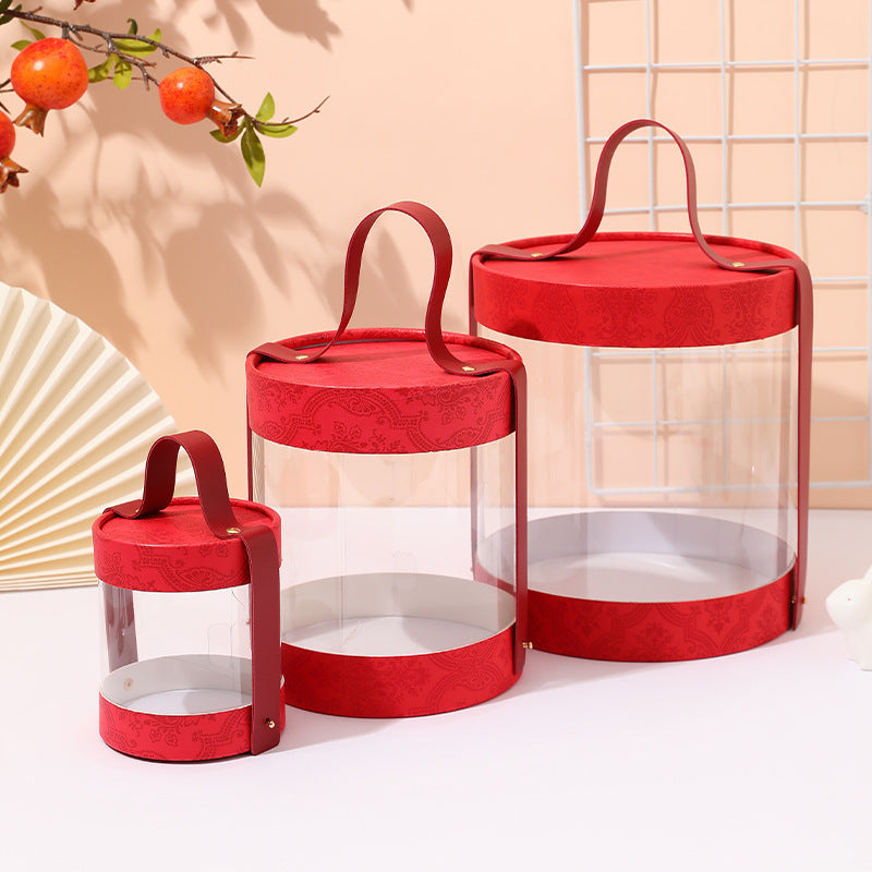 Christmas Paper Cover Round Hug Bucket Wedding Gift Box