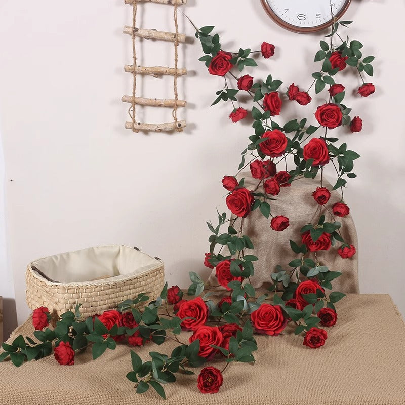 Artificial Rose Vine Garland – Simulation Flower for Courtyard Landscaping, Photography & Decorative Pipe Covering