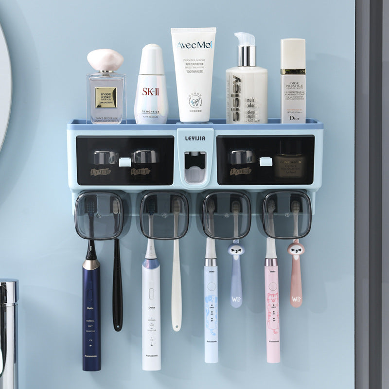Transparent Wall-Mounted Toothbrush & Toothpaste Holder
