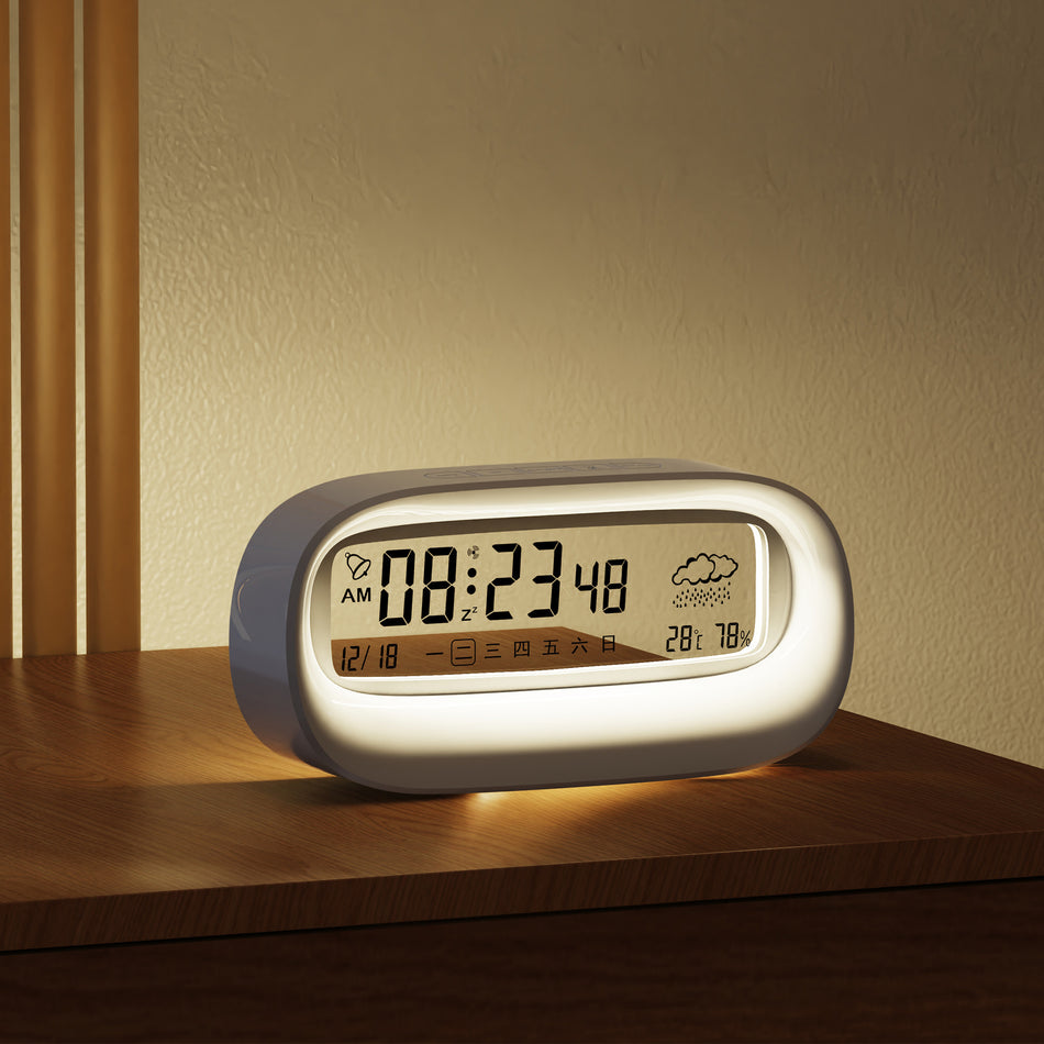 Rechargeable Cartoon Alarm Clock Night Light Multifunction