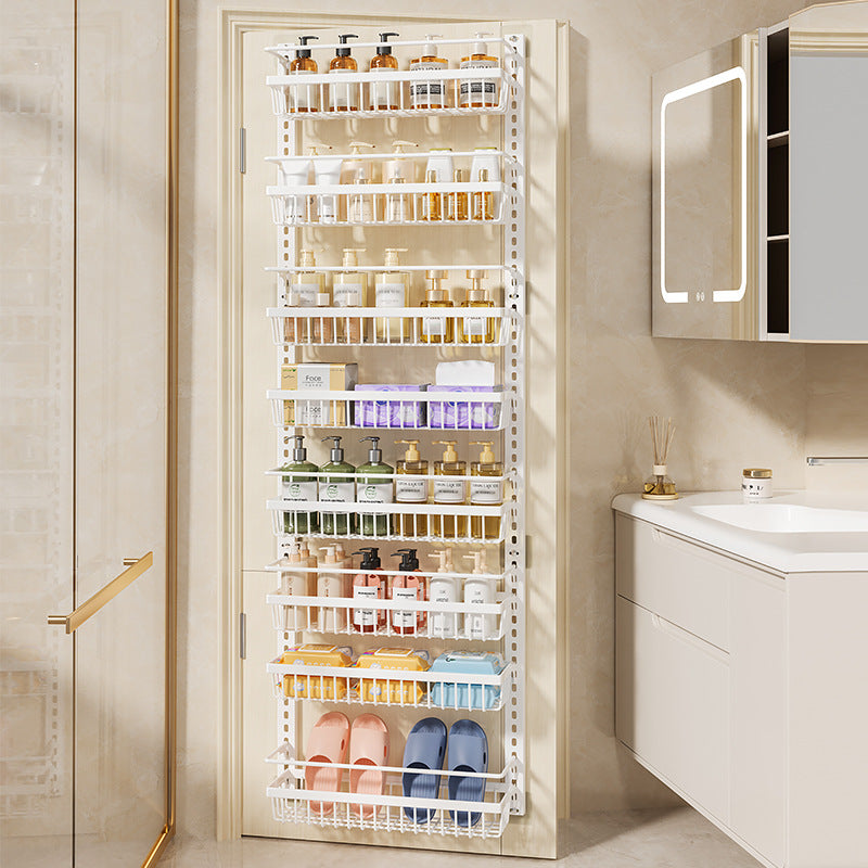 Punch-Free Bathroom Storage Rack Behind Door