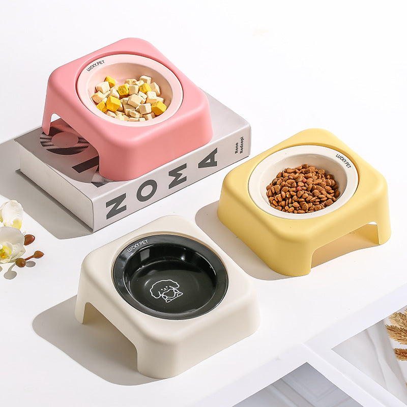 Cartoon Flying Saucer Ceramic Pet Bowl – Elevated Cat & Dog Bowl with Rack Nepal