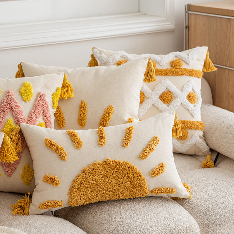 Tufted Embroidered Tassel Pillow Case – Sofa Cushion Cover