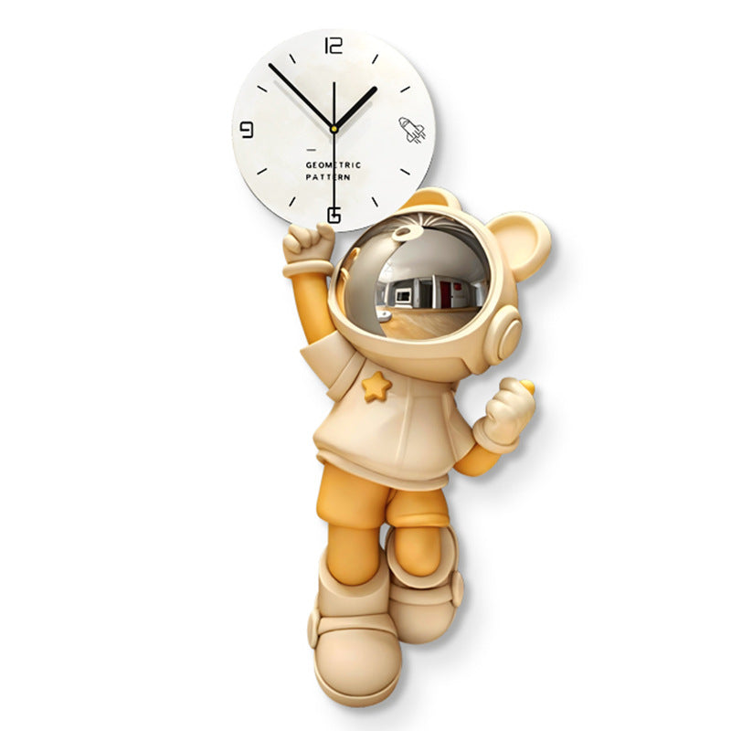 Astronaut Cartoon Wall Clock – Modern Kids Room Decor