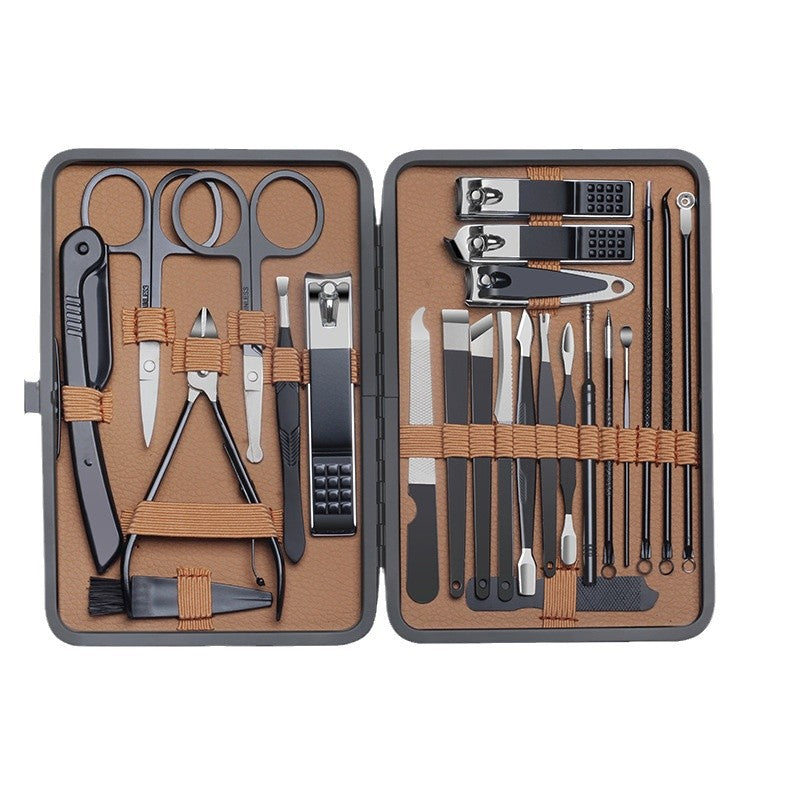 24-Piece Premium Black Nail Clipper Set – Full Stainless Steel Kit