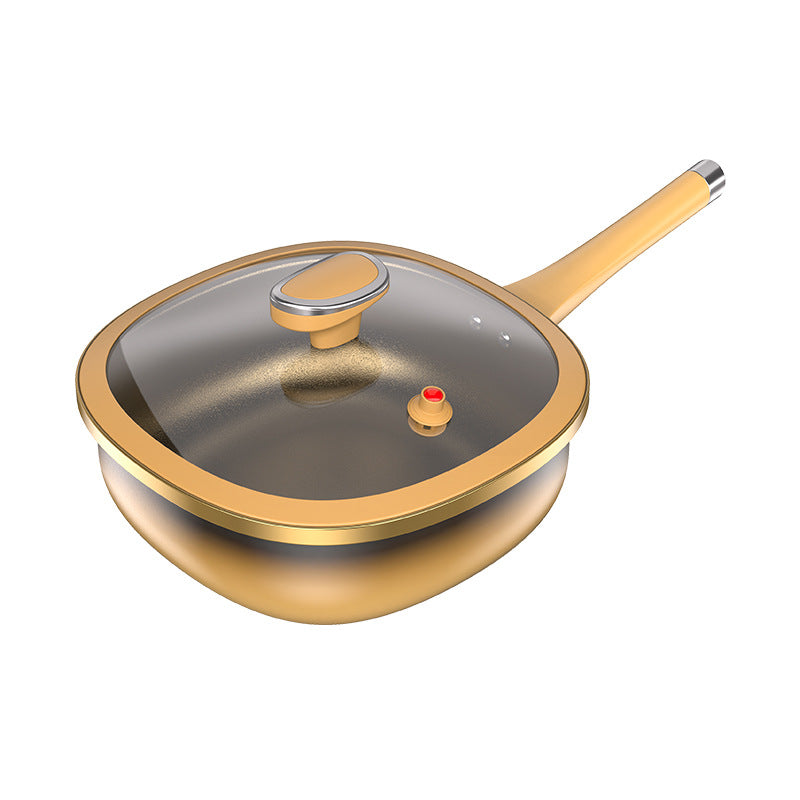 Titanium Pole Flat Bottom Wok – Non-Stick, Low Oil Fume, Universal Cookware