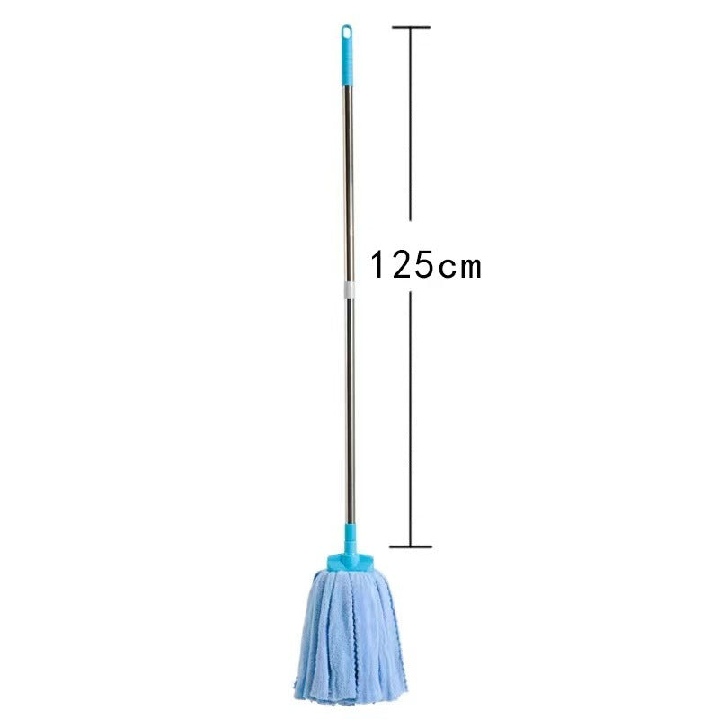Coral Fleece Mop – Thickened Absorbent Floor Mop with Stainless Steel Rod, Traditional Round & Flat Head Mop