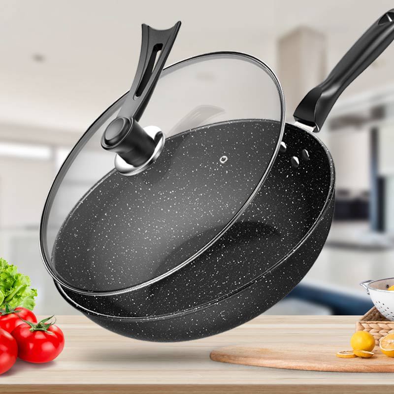 Factory Direct Maifan Stone Wok – Non-Stick, Flat Bottom, Universal for Gas & Induction
