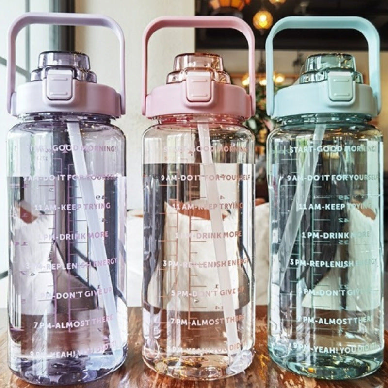 2L Sports Water Bottle with Straw – Time Scale & Durable