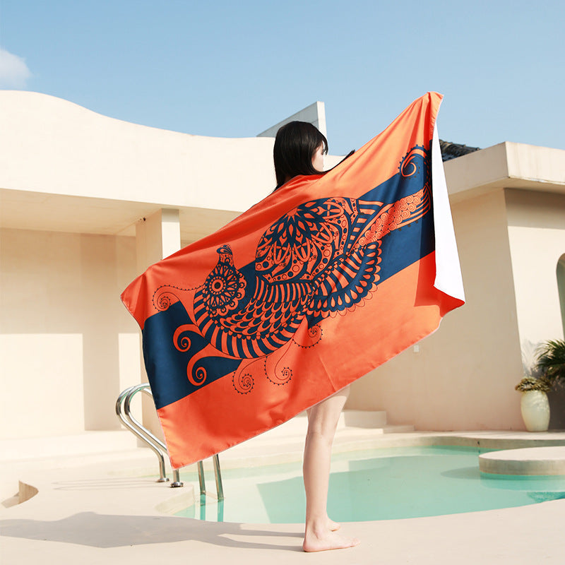 Portable Quick-Dry Beach Towel – Non-Stick Sand, Printed, Large & Lightweight