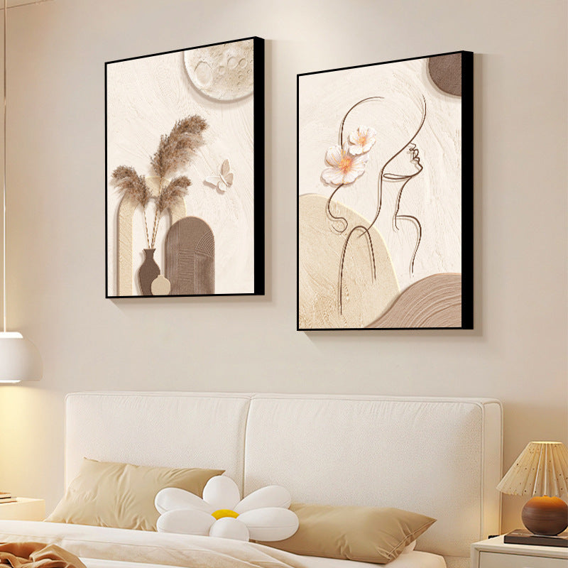 Cream Style Abstract Wall Painting – Bedroom & Living Room 🎨