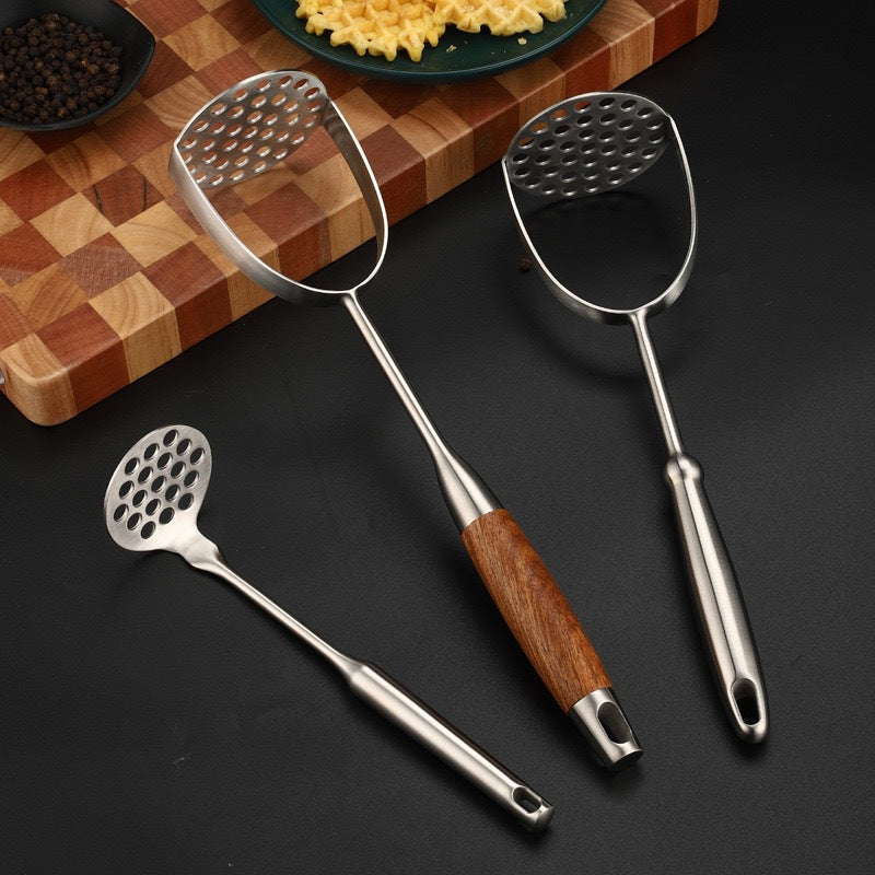 304 Stainless Steel Potato Masher – Manual Vegetable & Baby Food Press