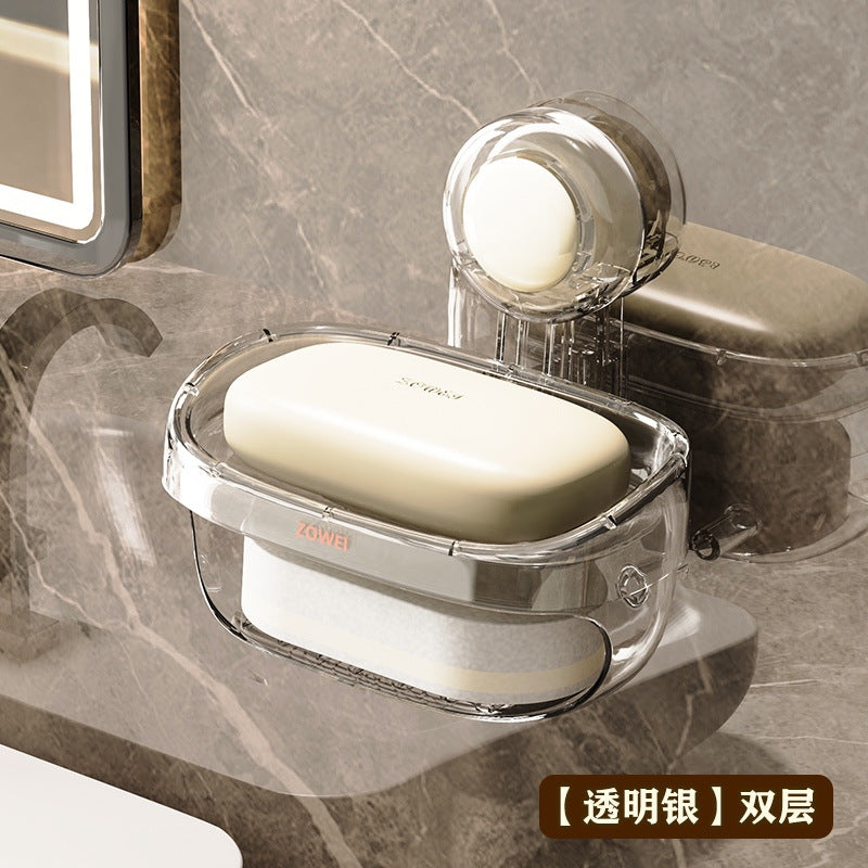 Double-Layer Drain Soap Box with Sponge Holder