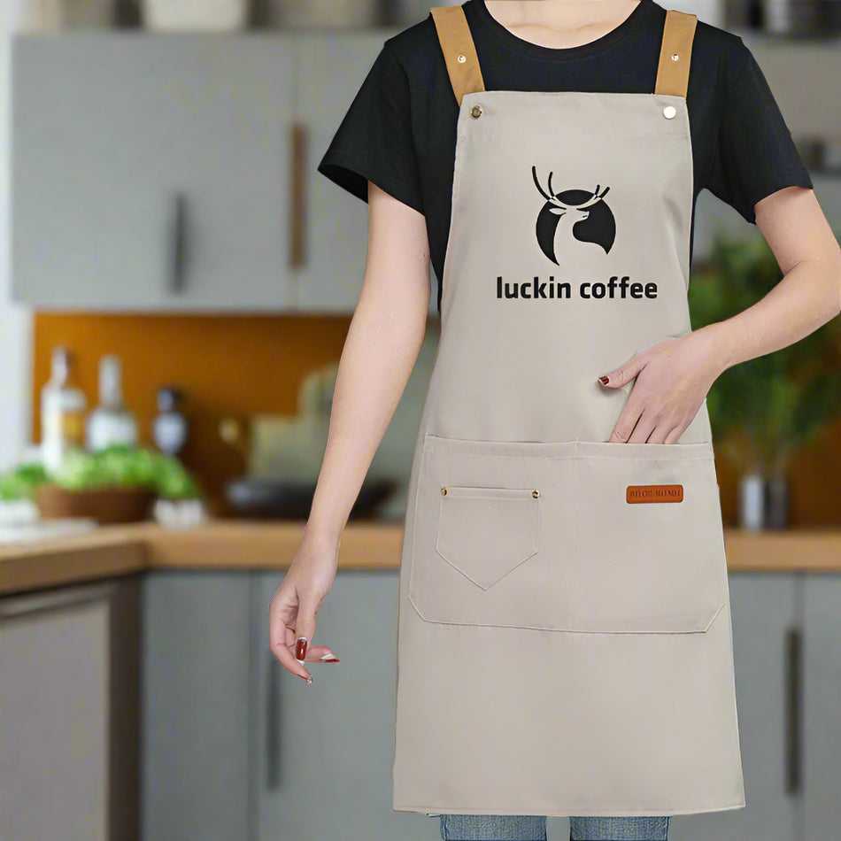 Embroidered Waterproof Waist Apron for Kitchen