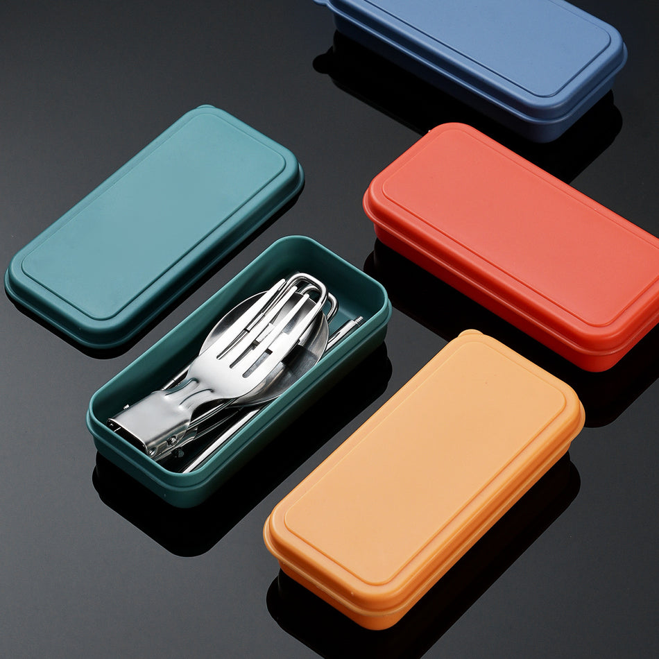 304 Steel Folding Cutlery Set – 4 Pcs Outdoor Travel Kit