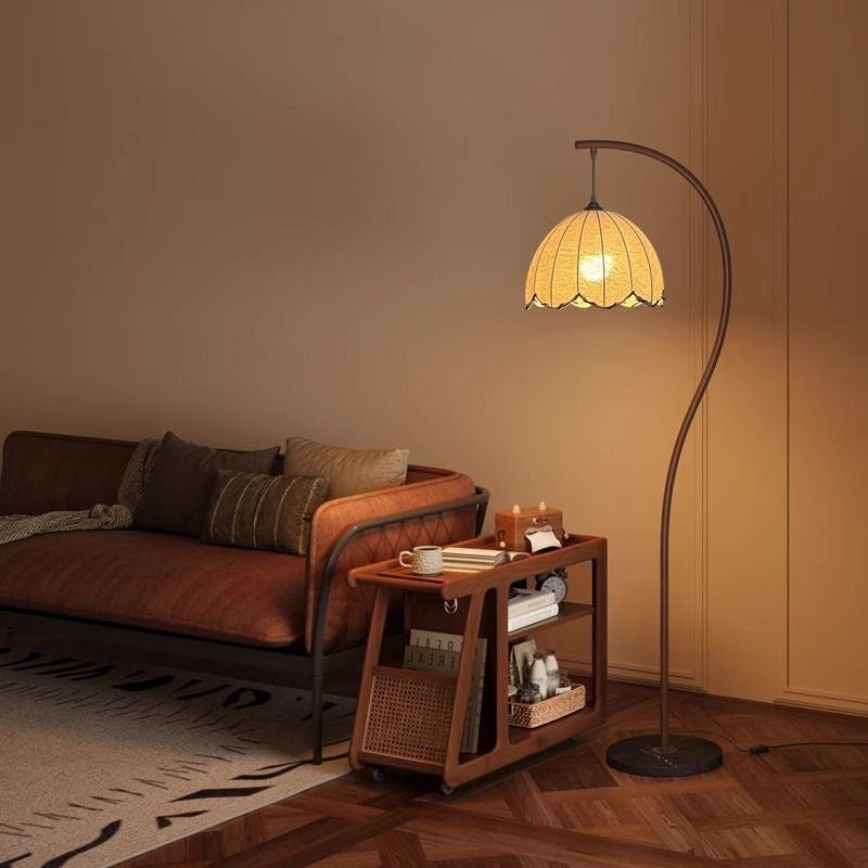 Retro Lotus Leaf Floor Lamp S-Shaped Vertical Eye-Protection