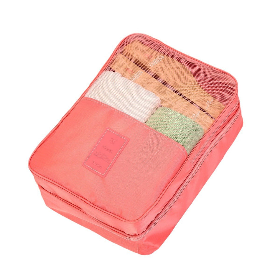 Travel Portable Plaid Dustproof Shoe Storage Box Bag
